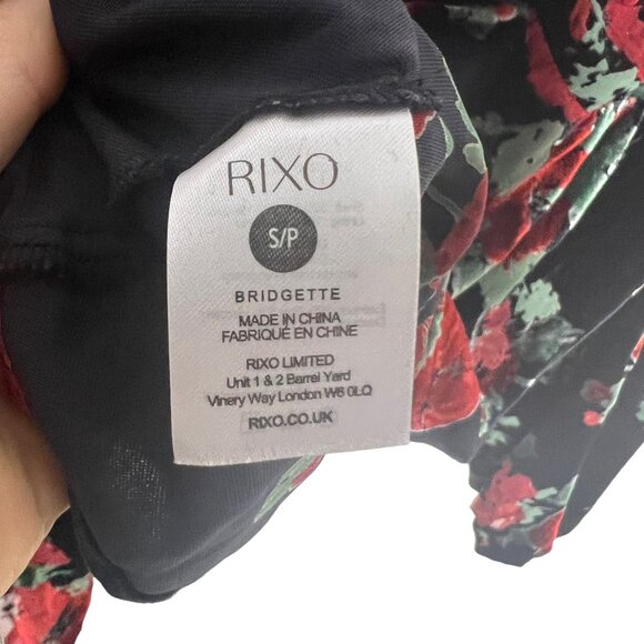NWT Rixo Bridgette Black Red Sweetheart Neckline Velvet Floral Print Long Sleeve - Picture 8 of 12